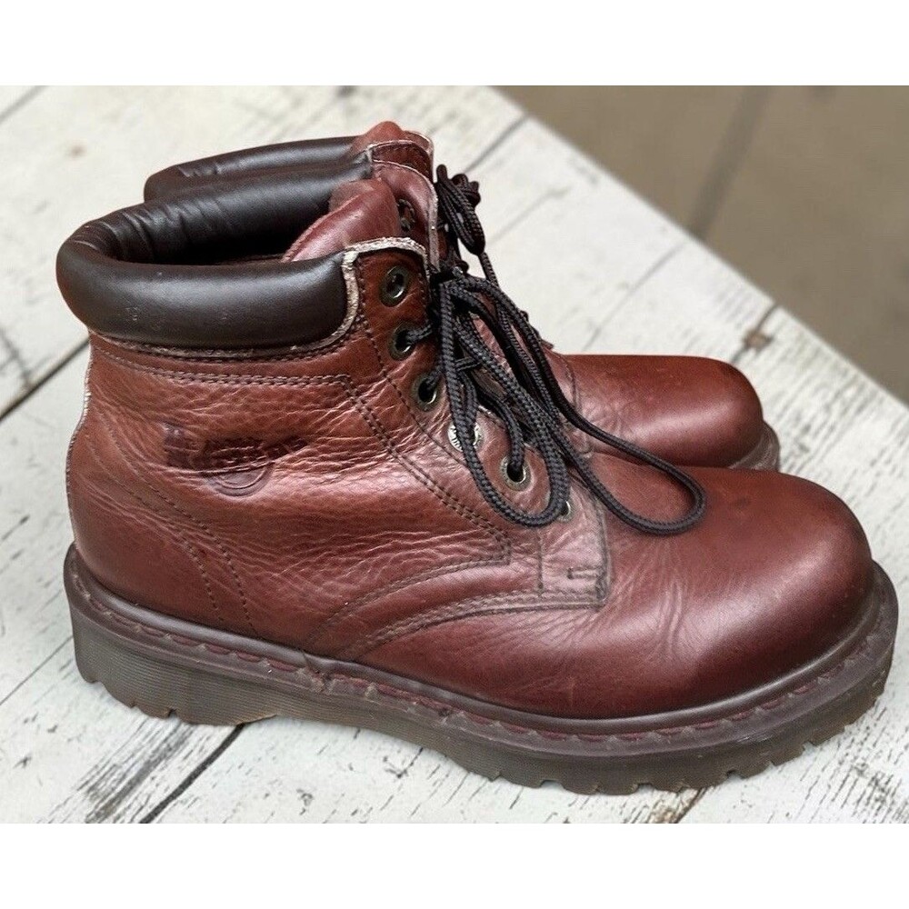 Vintage Dr. Martens Leather Boots Sz 9 8284 Made England Brown 90s Chunky AW004